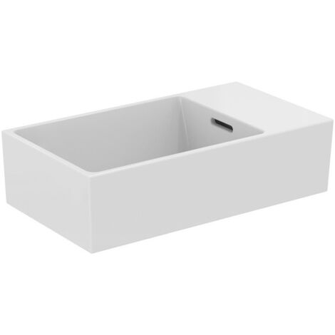 Lave-mains EXTRA 450x250x150mm, poncé blanc sans trou pour robinet, avec trop-plein, étagère à droite IDEAL STANDARD