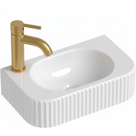 Lave-mains gauche – 42 x 22 cm – Blanc brillant – NOVA