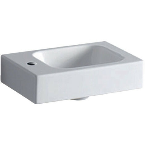 Lave-mains Geberit iCon, Blanc, 38x13.5x28cm, troude robinetterie à gauche, sans trop-plein