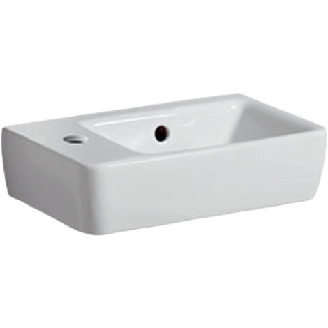 Lave-mains Geberit Renova Compact, Blanc, 40x15x25cm, trou de robinetterie à gauche, sans plage de dépose