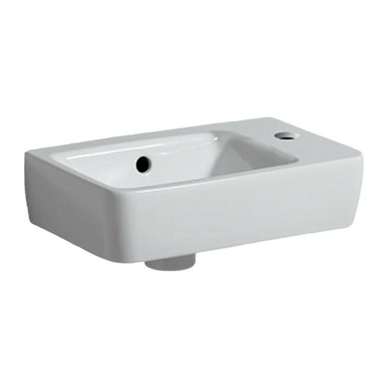 Lave-mains Geberit Renova Compact, Blanc, 40x15x25cm, trou de robinetterie à droite, sans plage de dépose
