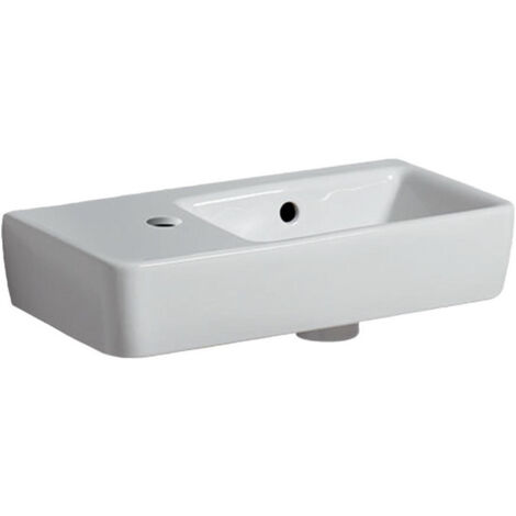 Lave-mains Geberit Renova Compact, Blanc, 50x15x25cm, trou de robinetterie à gauche, sans plage de dépose