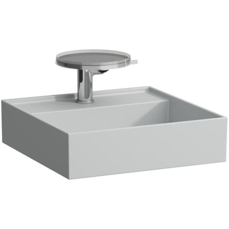 Lave-mains KARTELL 460 x 460 mm sans trop-plein, version 1 trou pour robinet gris LAUFEN