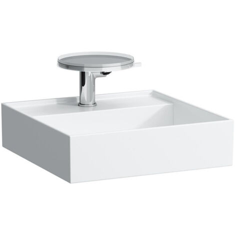 Lave-mains KARTELL 460 x 460 mm sans trop-plein, version 1 trou robinet blanc LAUFEN