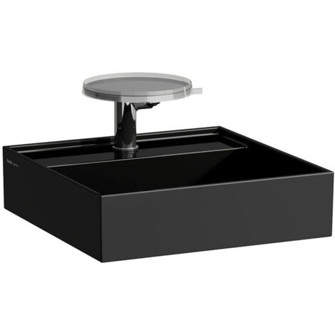 Lave-mains KARTELL 460 x 460 mm sans trop-plein, version 1 trou robinet noir LAUFEN