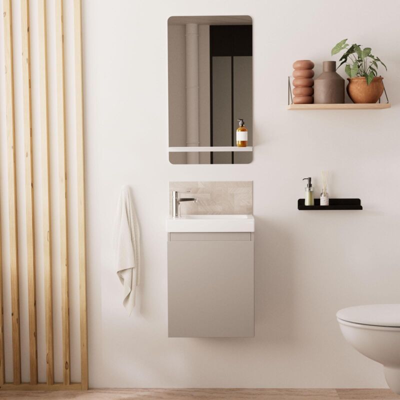 Mob-in - Meuble lave-mains lisa + miroir tablette