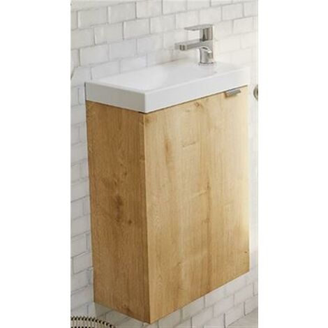 Lave-mains meuble - une porte réversible - Longueur 40 cm - Profondeur 22 cm - Hauteur 56 cm - Cristal Blanc - Mélaminé laqué brillant