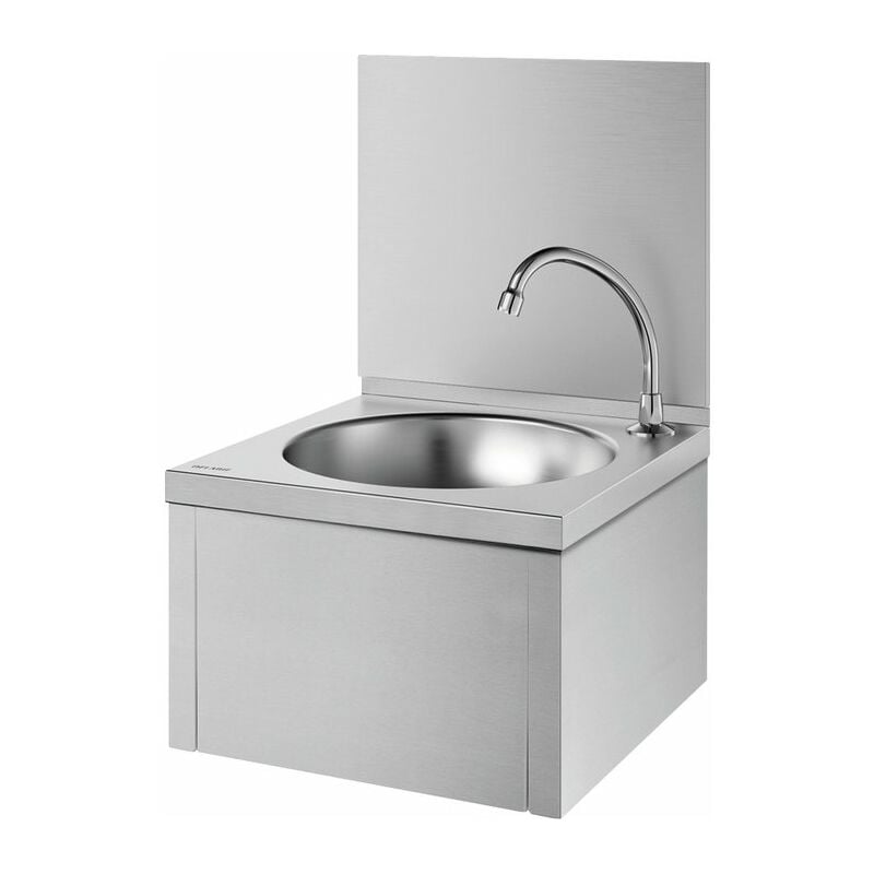 Lave-mains mural mécanique avec dosseret Delabie Inox