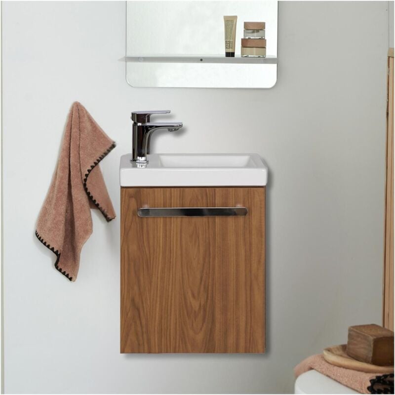 Meuble lave-mains décor noyer nevada