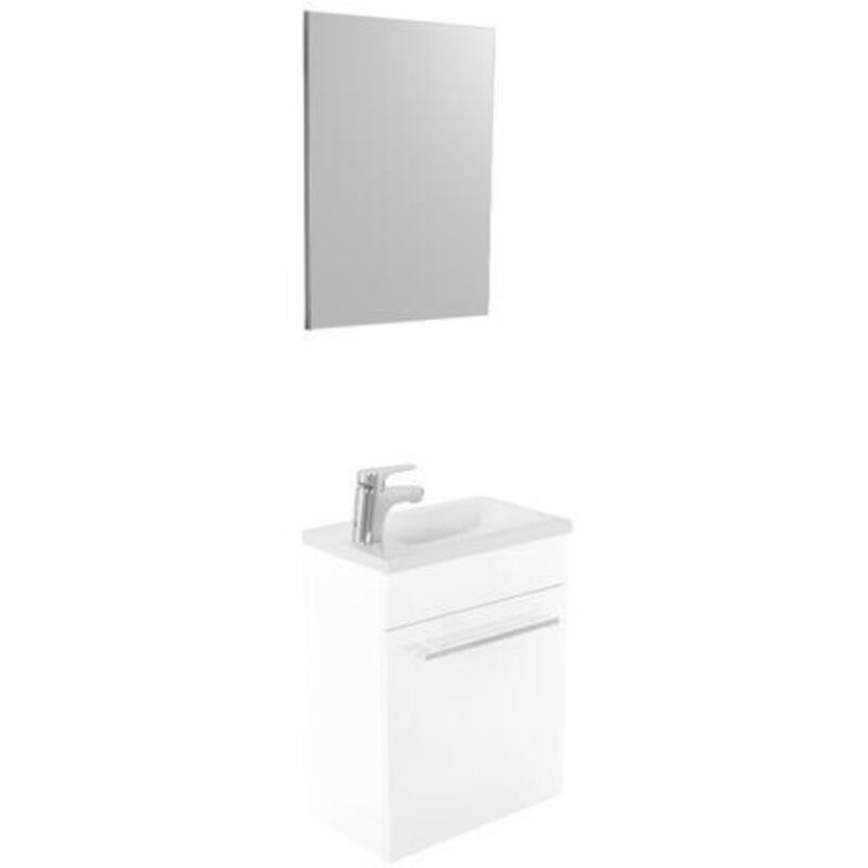 Zen - Lave-mains nino - avec miroir - 44cm - Blanc - Laqué - Livré en kit - Ondee