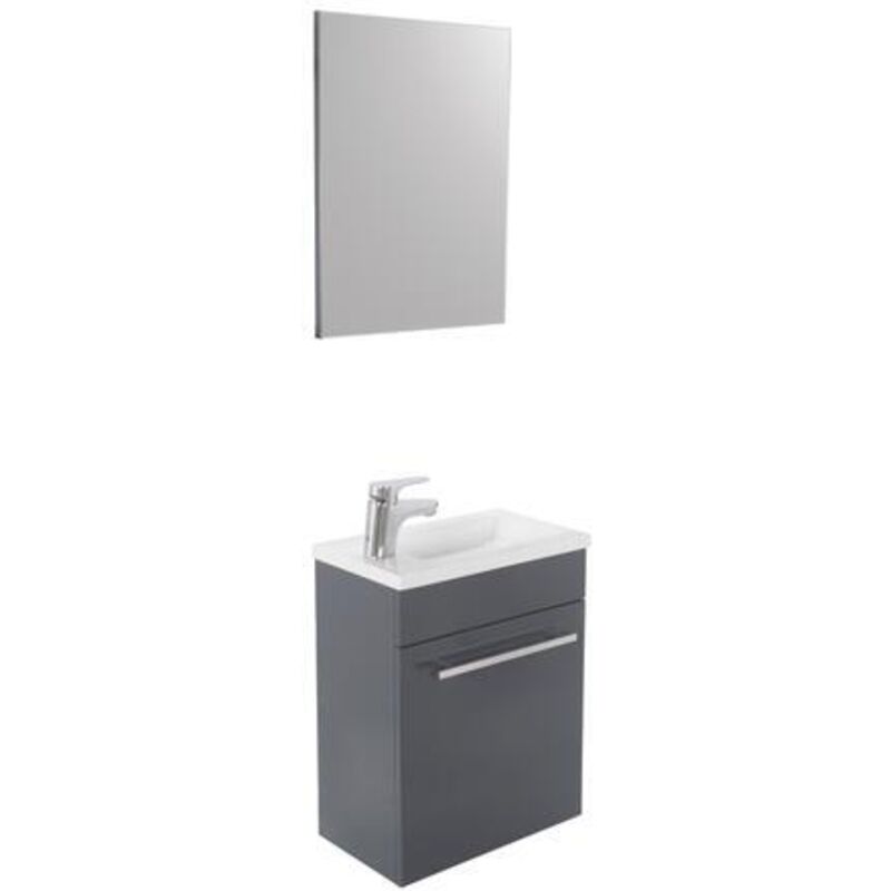 Ondee - zen - Lave-mains nino - avec miroir - 44cm - Gris - Laqué - Livré en kit