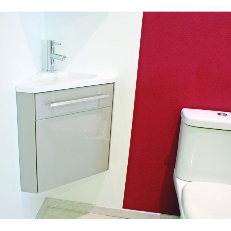Ondee - Ondée - Meuble d'angle lave-mains taupe à suspendre 40cm - nino