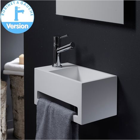 Meuble lave-mains COMBO 44cm 1 porte laqué avec vasque Solidsurface &  distributeur de savon - DECOTEC 1555161