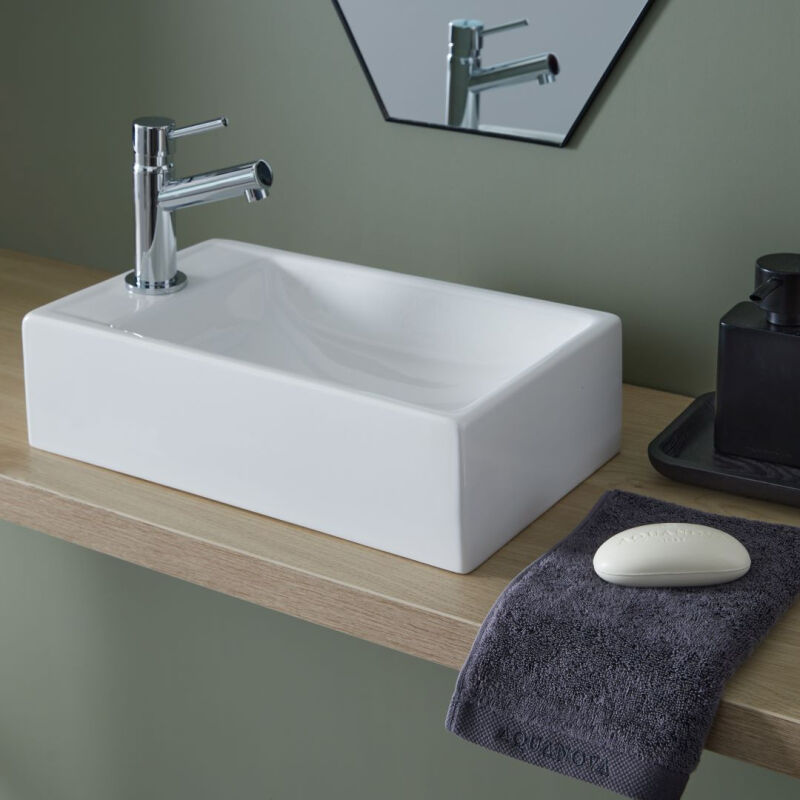 Planetebain - Lave mains rectangle blanc contemporain