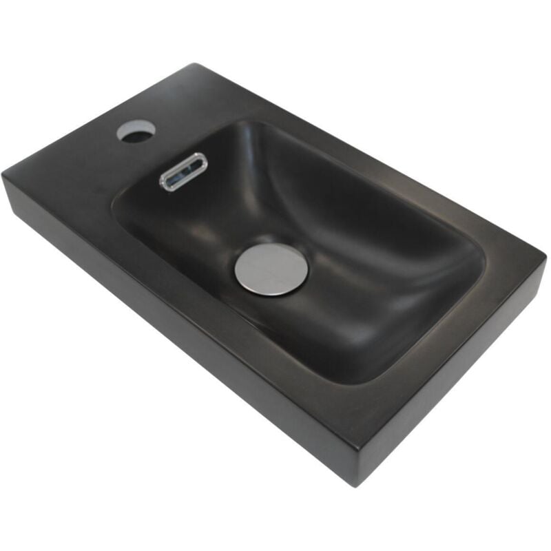 Mob-in - Vasque lave-mains noir en résine hampton