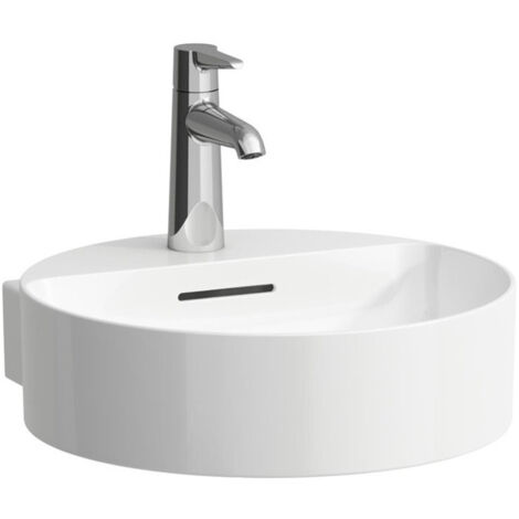 Lave-mains VAL 400 x 425 mm avec trop-plein, version 1 trou robinet blanc LCC LAUFEN