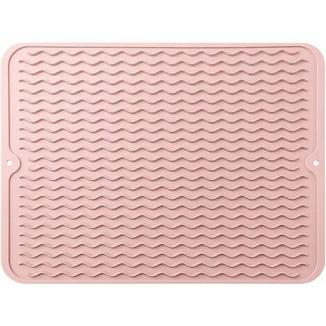 Lave-vaisselle en silicone, grand tapis d'égouttement Minghaoyuan, égouttoir de vidange anti-claquement résistant à la chaleur cuisine et ustensiles, 40 × 30 cm (rose) ·