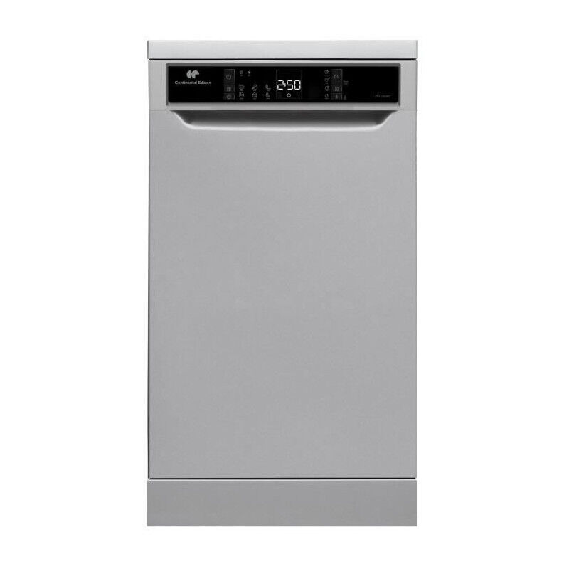 Lave-vaisselle pose libre CONTINENTAL EDISON - 10 couverts - Largeur 44,8 cm - Classe D - 45 dB - Silver