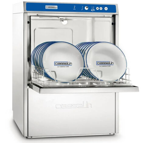 Lave vaisselle professionnel double paroi adoucisseur et pompe à vidange - 500x500 mm - Casselin