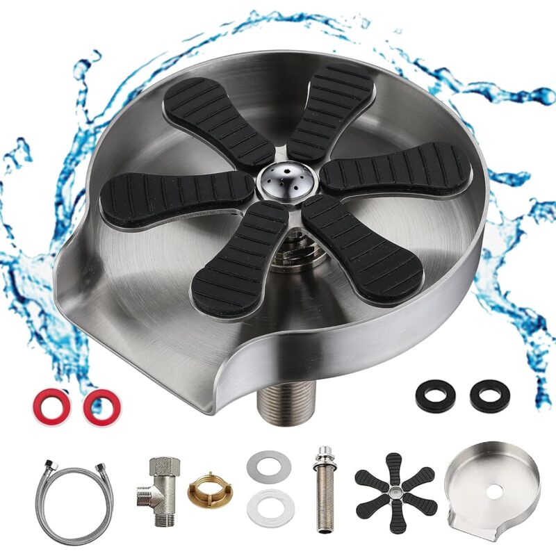 Largeight - Lave Verre, Rince Verre Evier, 304 Lave-Verre En Acier Inoxydable, Lave Verre Evier, Laveurs De Gobelets Automatiques Pour Home Bar Cafe