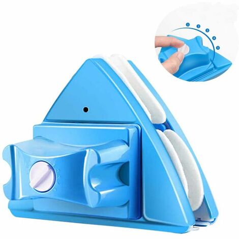 Lave-vitre Nettoyant pour vitres double face essuie-glace en verre outils de nettoyage magnétiques, outils de brosse de lavage de planeur magnétique réglable à 5 vitesses bleu