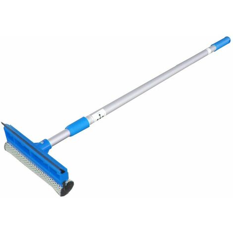 Lave vitre télescopique 80 à 160 cm – Éponge synthétique avec filet grattant – Manche aluminium ajustable pour grandes surfaces