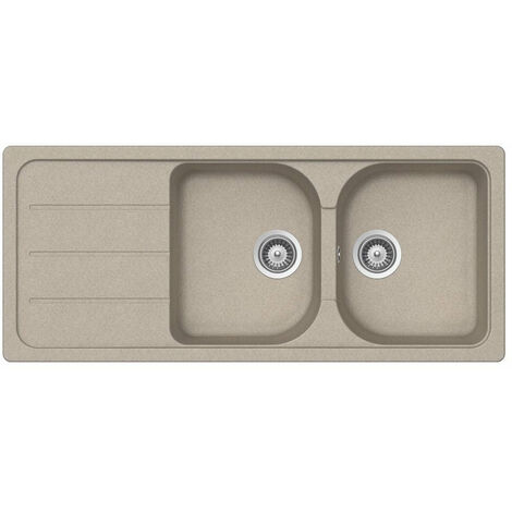 Lavello 116x50 cm 2 vasche gocciolatoio avena Samet