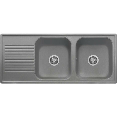 Lavello 116x50 cm 2 vasche gocciolatoio Titanio Samet