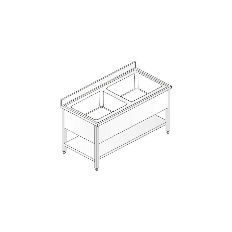 Lavello 120x60x85 acciaio inox 304 su gambe