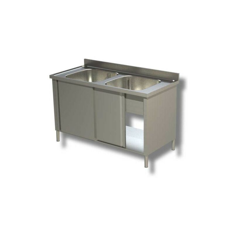 Lavello 130x70x85 acciaio inox 430 armadiato