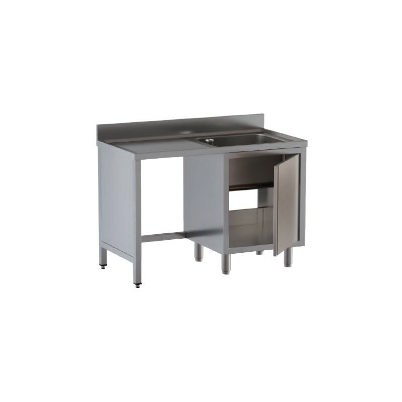 Lavello 140x60x85 acciaio inox 430 armadiato vano