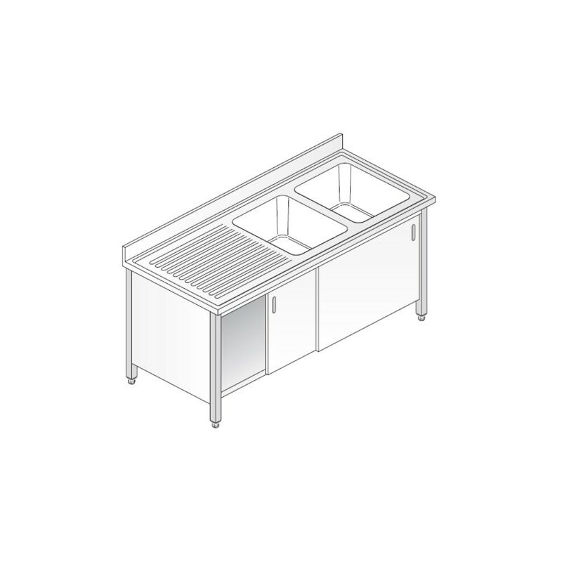 Lavello 180x60x85 acciaio inox 304 armadiato