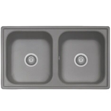Lavello 2 vasche 86x50 cm in cristallite colore cromo Samet
