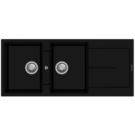 Lavello 2 vasche e gocciolatoio nero Enigma D200