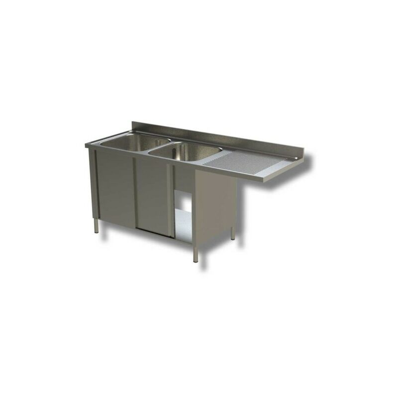 Lavello 200x70x85 acciaio inox 430 armadiato vano