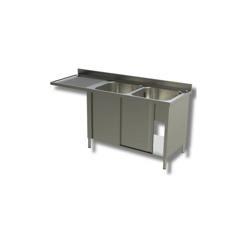 Lavello 200x70x85 acciaio inox 430 armadiato vano