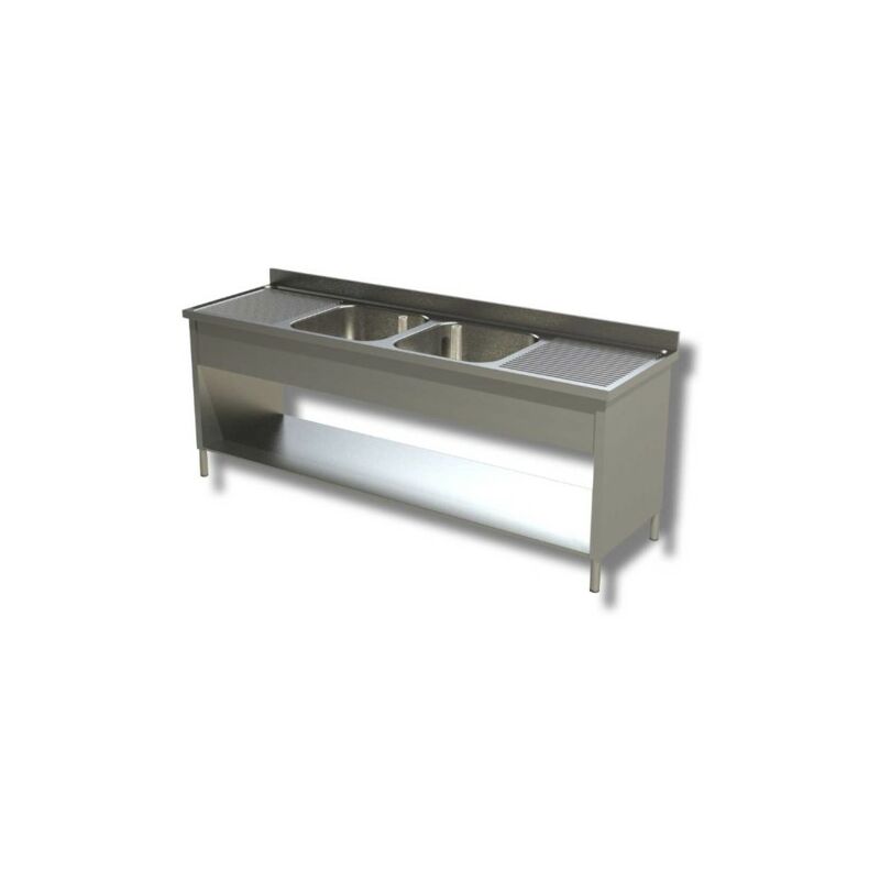 Lavello 220x70x85 acciaio inox 430 su fianchi