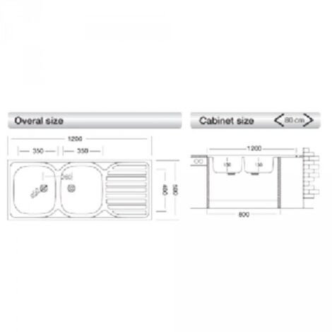 Sottolavello per cucina olmo 2 ante con cassetti SX Cm 120x50xH 85