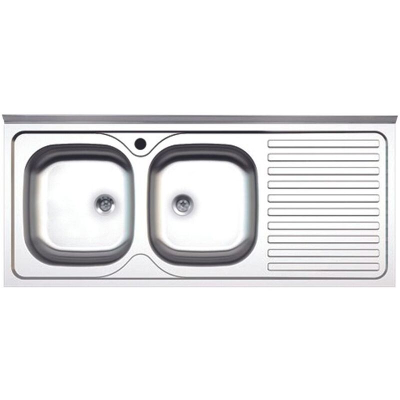 Lavello Cucina Acciaio Appoggio 120x50 Cm Doppia Vasca E Gocciolato...