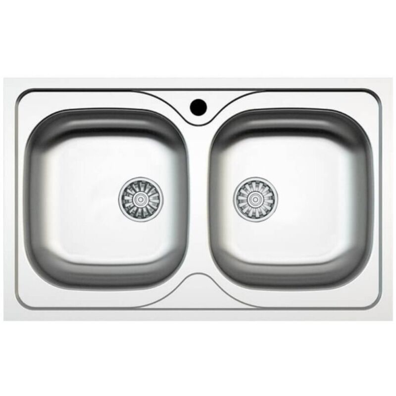 Lavello Incasso Cucina Acciaio 86x50 Cm Due Vasche Sa322