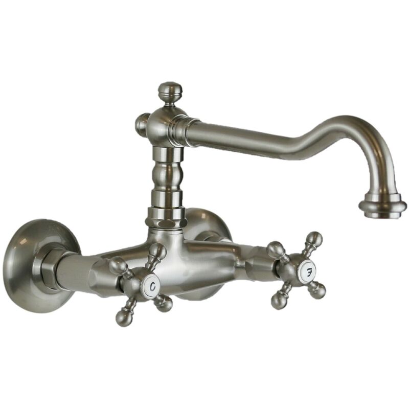

Mezclador de fregadero de pared con caño largo Porta & Bini Old Fashion 62551 | Niquel Antiguo