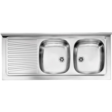 Lavello acciaio inox 2 vasche con gocciolatoio per