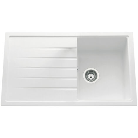 Lavello ANCOLINE - 1 vasca e 1 scolapiatti - 860x500mm Granito bianco