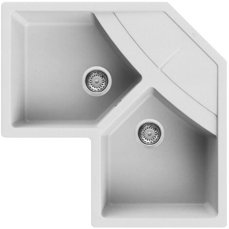 Lavello Angolare Elleci Incasso Unico Corner Granitek Bianco LGUCOR68