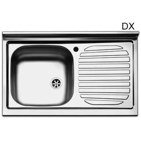 LAVELLO APPOGGIO IN ACCIAIO INOX CON 1 VASCHETTA cm. 80 gocciolatoio sx APELL
