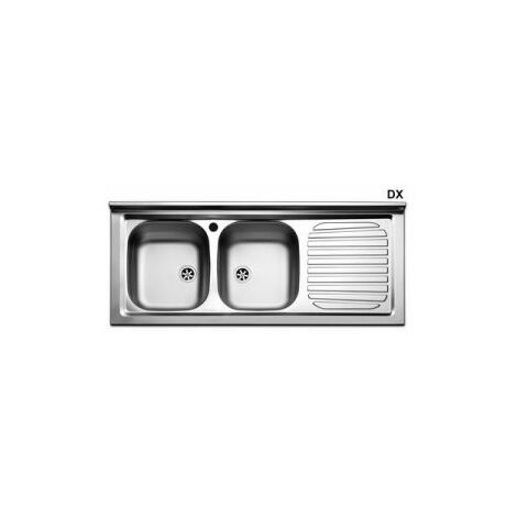 Lavandino 2 Vasche Misure.Lavello Appoggio In Acciaio Inox Con 2 Vaschette Misura Cm 120 Gocciolatoio Sx 140 181 Sx