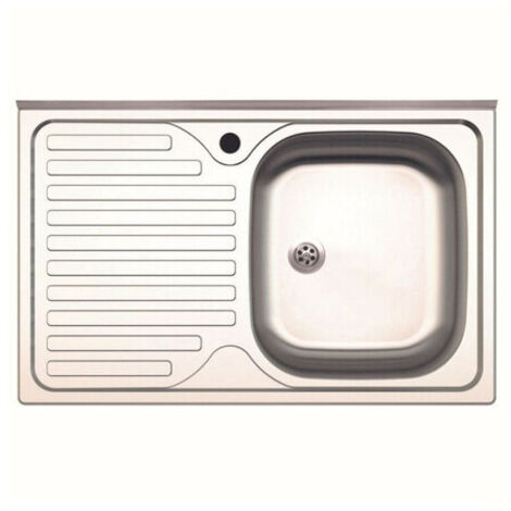 LAVELLO APPOGGIO INOX 1 VASCA DX + GOCCIOLATOIO SX 80 CM- AZUR LINE- 1,0 pz