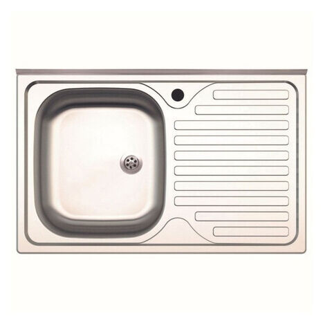 LAVELLO APPOGGIO INOX 1 VASCA SX + GOCCIOLATOIO DX 80 CM- 1,0 pz