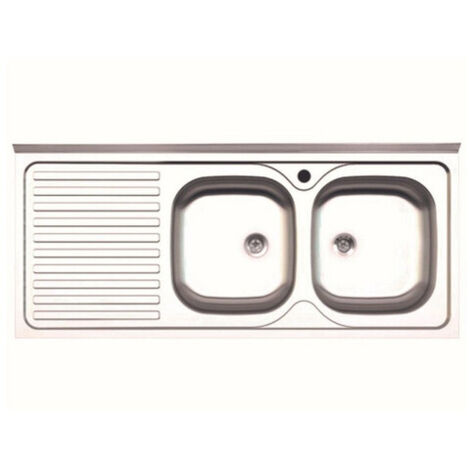 LAVELLO APPOGGIO INOX 2 VASCHE DX + GOCCIOLATOIO SX 120 CM- AZUR LINE- 1,0 pz