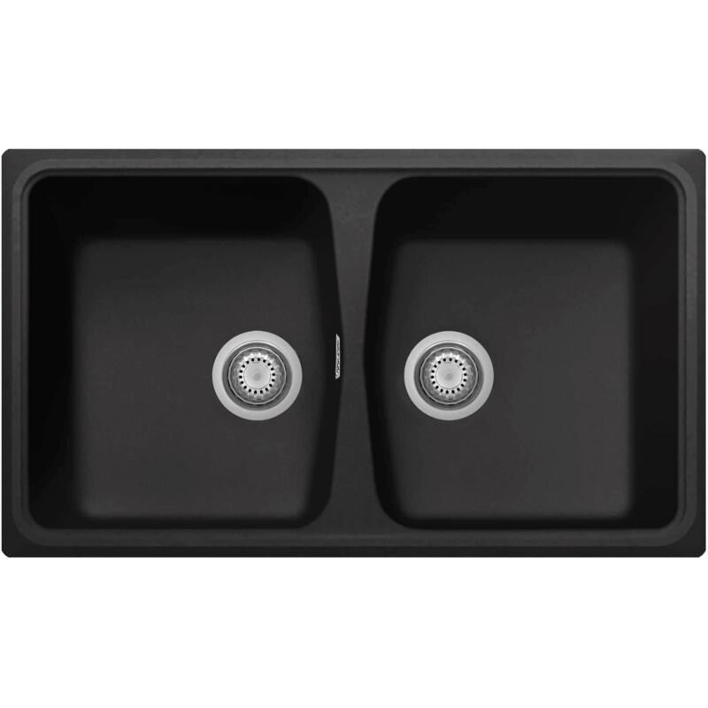 Plados Lavello in quarzo da cucina incasso SP0862 due vasche - Nero Matt